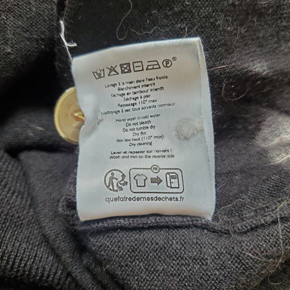 Sezane La Maille Paulo Merino Wool Long Sleeve Jumper Sweater Knit Black Size XL - Picture 11 of 11